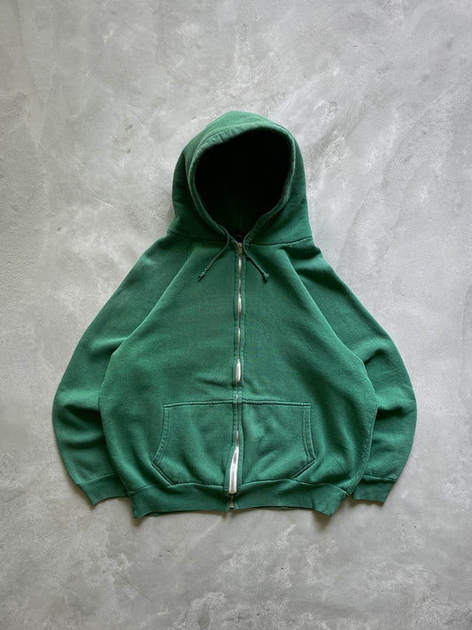 Faded Green JC Penney Zip-Up Hoodie - 70s - M