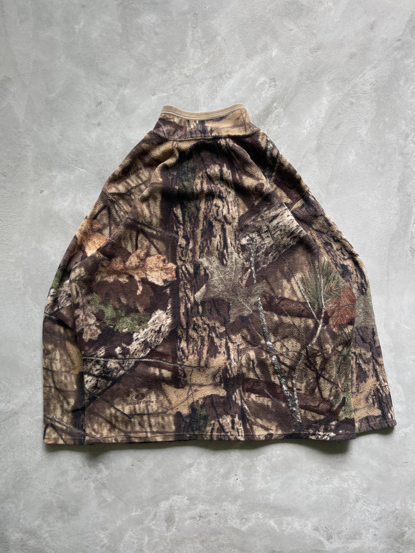 Mossy Oak Camouflage Fleece Zip-Up - 2000s - XXL