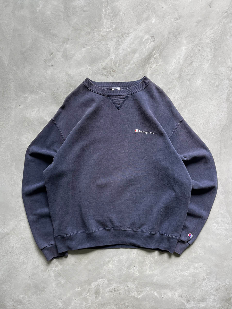 Faded Navy Blue Champion Sweatshirt - 90s - XL