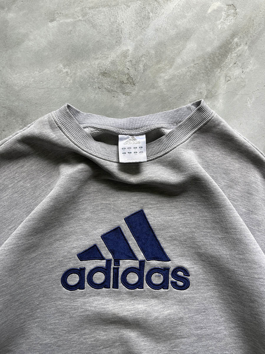 Cool Grey Adidas Big Logo Sweatshirt - 2000s - XL