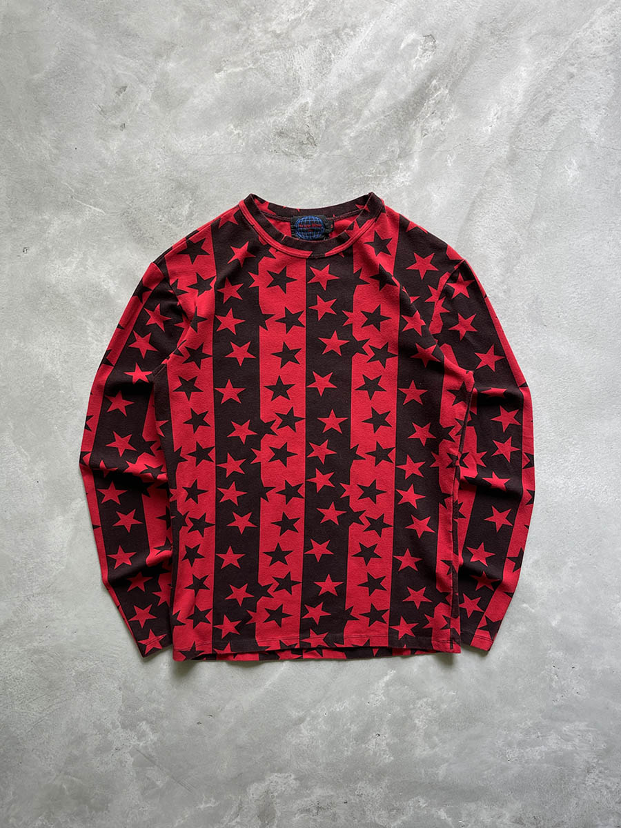 Tripp Man NYC All-Over Star Long Sleeve Shirt - 90s - M - Red